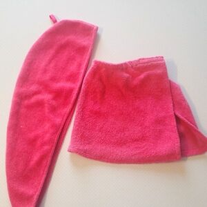 American Girl wrap towel and head wrap